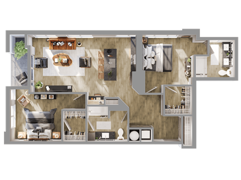 a floor plan of a house with a bedroom and a living room at Bemiston Place Apartments, Clayton
